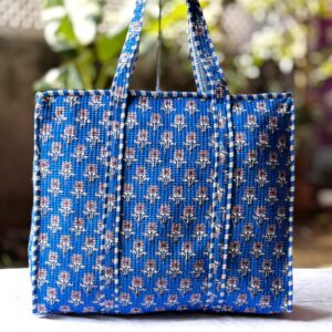 Neela Phool Pure Cotton Canvas Tote Bag