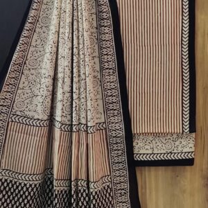 Red Stripes Cotton Suit & Mul Dupatta