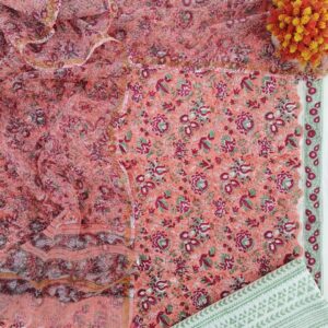 Floral Pure Cotton Suit +Kota Doria Dupatta
