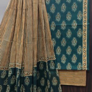 Green stripes Pure Cotton Suit & Mul Dupatta