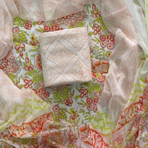 Colourful Cotton Suit & Chiffon Dupatta