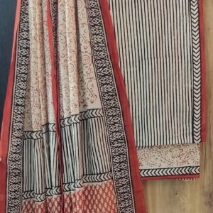 Black Stripes Pure Cotton Suit with Mul Dupatta