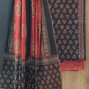 Ajrakh Print Cotton Suit & Mul Dupatta