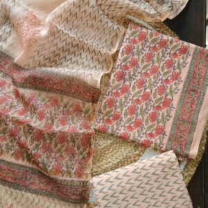 Pink Pure Cotton Suit+ Kota Doria Dupatta