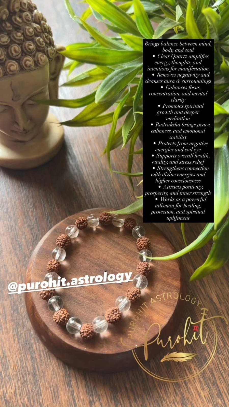 clear quartz and rudraksh bracelet