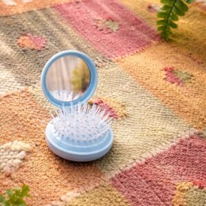 Mini Foldable Hair Scalp Massager Brush with Mirror