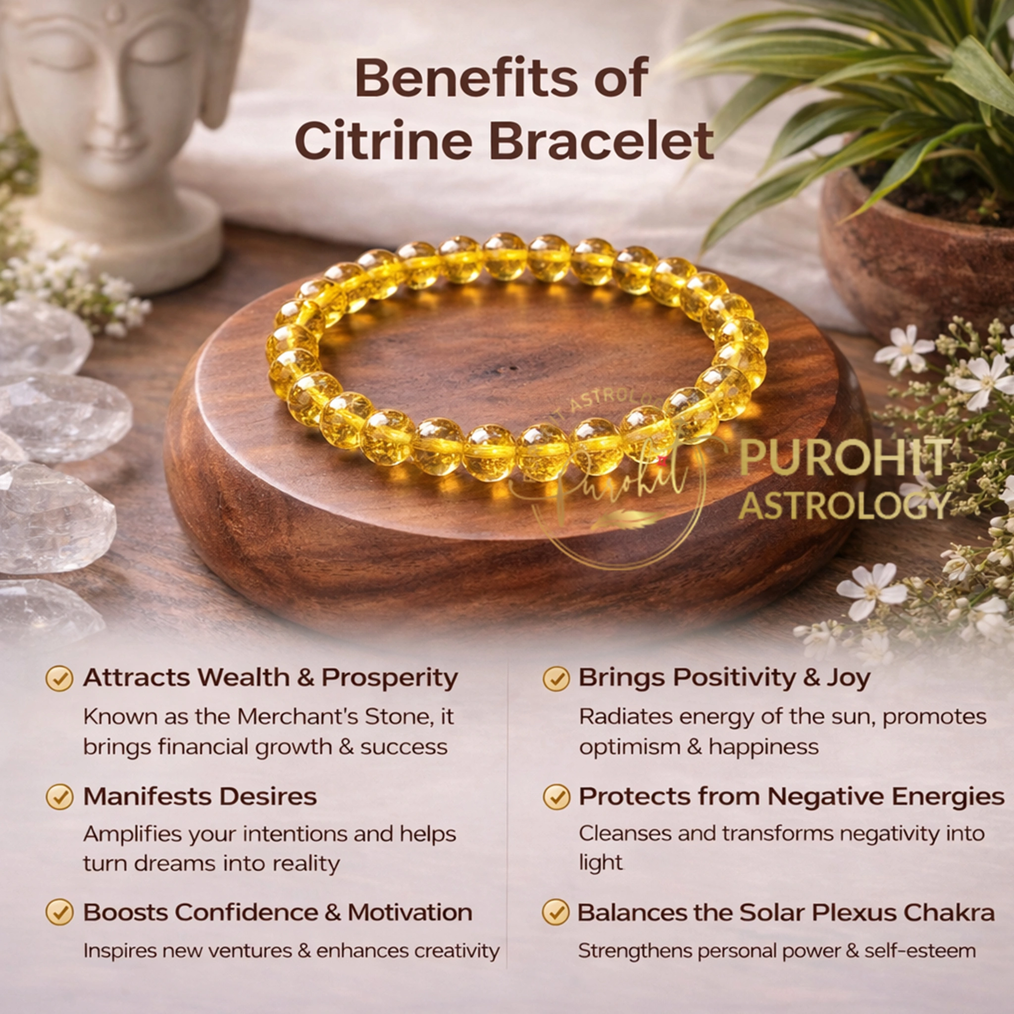 Golden Citrine Crystal Healing Bracelet - Image 2