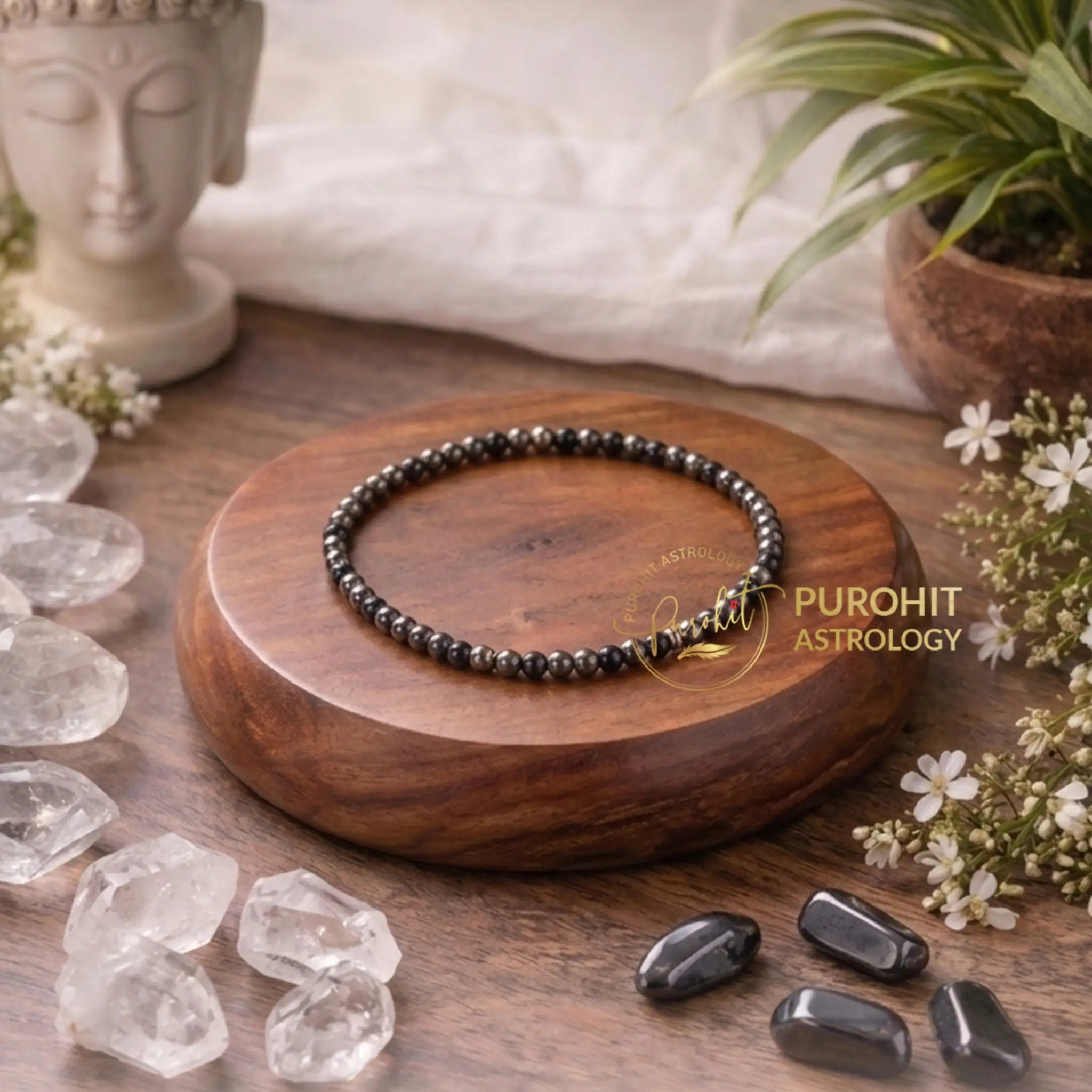 Black Protection Crystal Bead Leg Bracelet