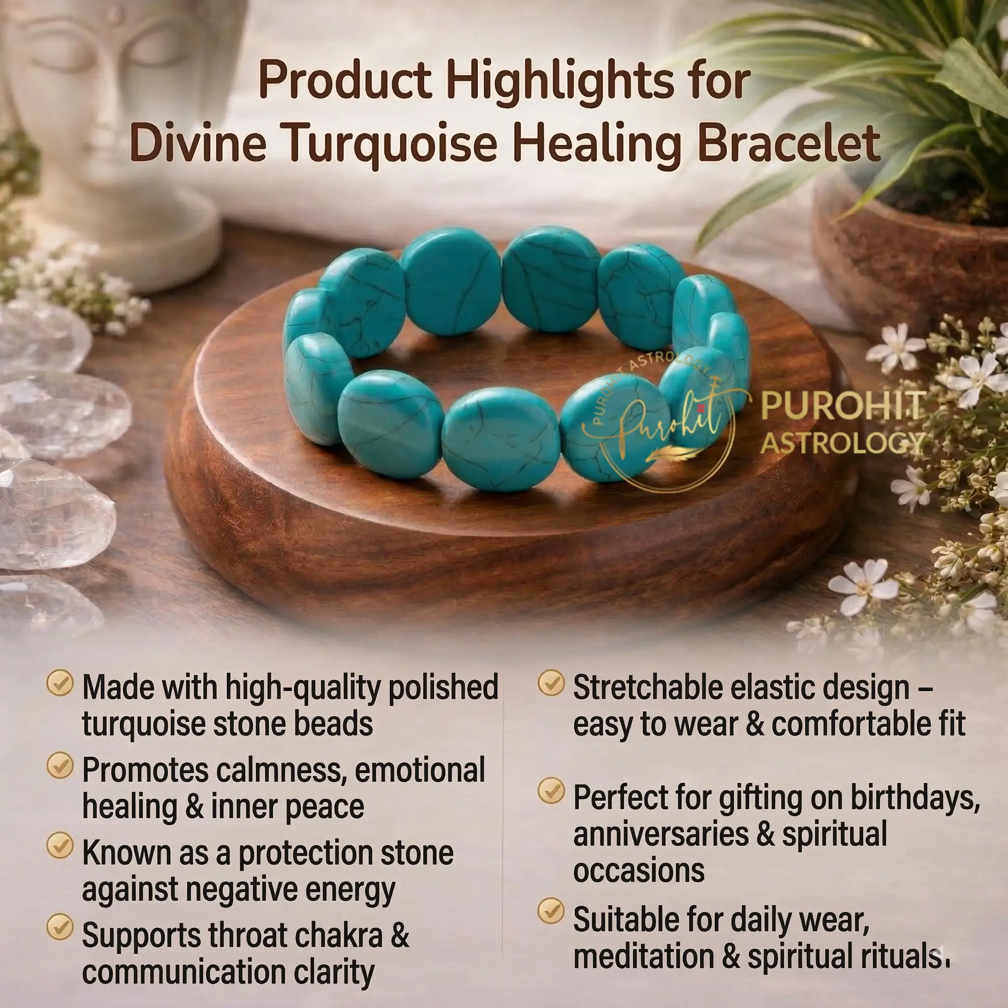Features of Divine Turquoise Healing Bracelet